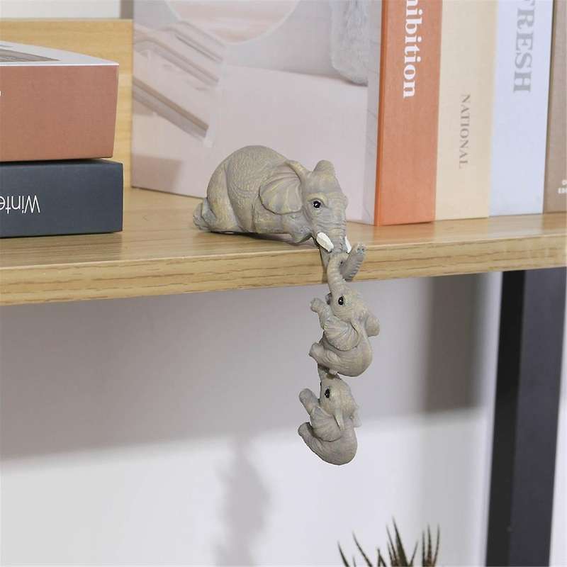 3PCS Cute Elephant Hug Doll Resin Handicraft Decoration Home Decor Gift Decorative Figurines Miniatu