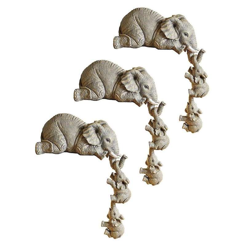 3PCS Cute Elephant Hug Doll Resin Handicraft Decoration Home Decor Gift Decorative Figurines Miniatu