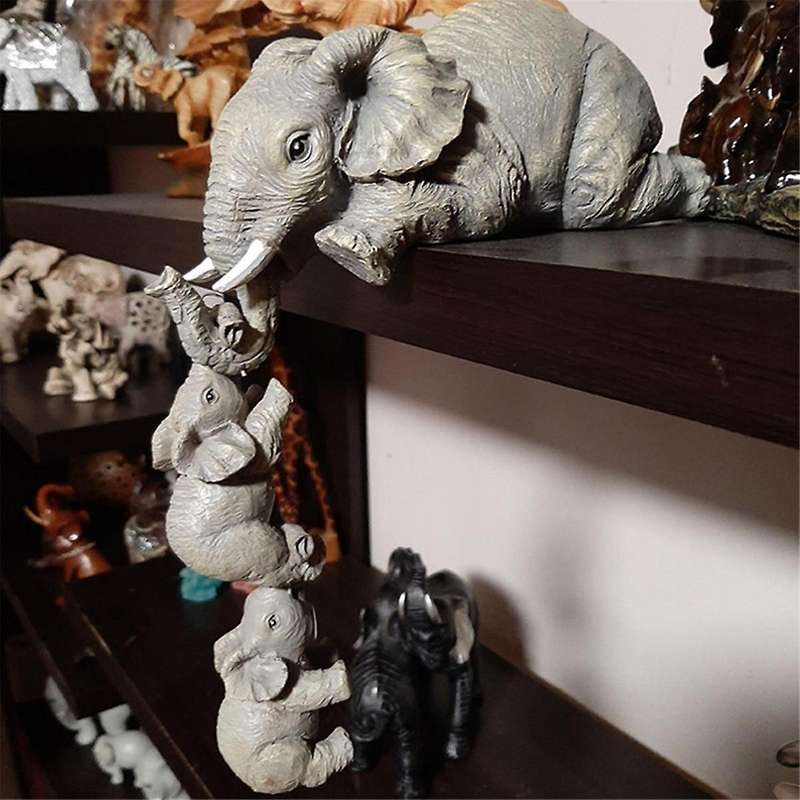 3PCS Cute Elephant Hug Doll Resin Handicraft Decoration Home Decor Gift Decorative Figurines Miniatu