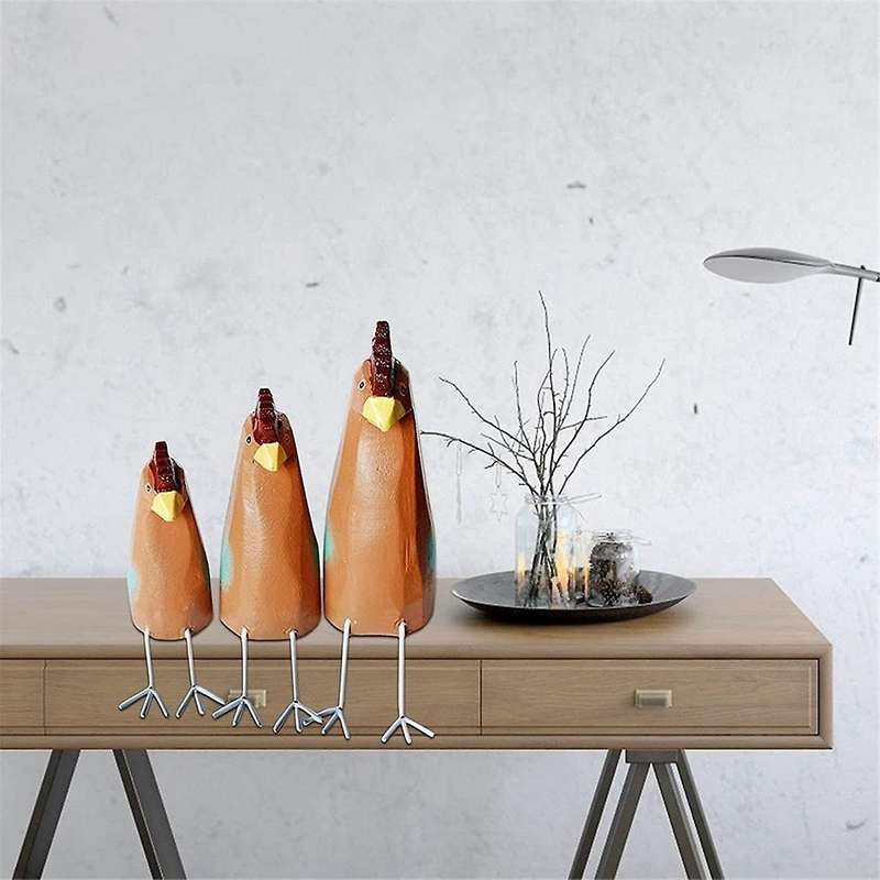 3pcs Cute Chicken Handicrafts Carvings Painted Wooden Sets for Home Decor,wooden Handicraft Animal