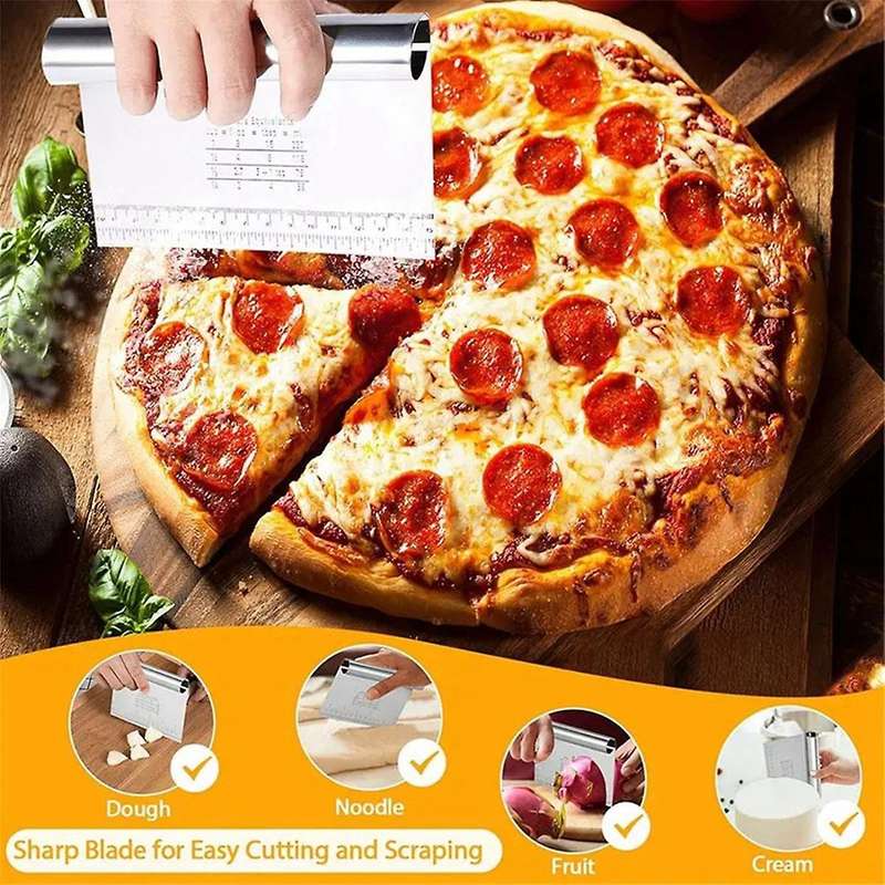 3PCS Dough Pastry Scraper Chopper Baking Cake Pizza Cutter with Measuring Scale Bread Separator Knif