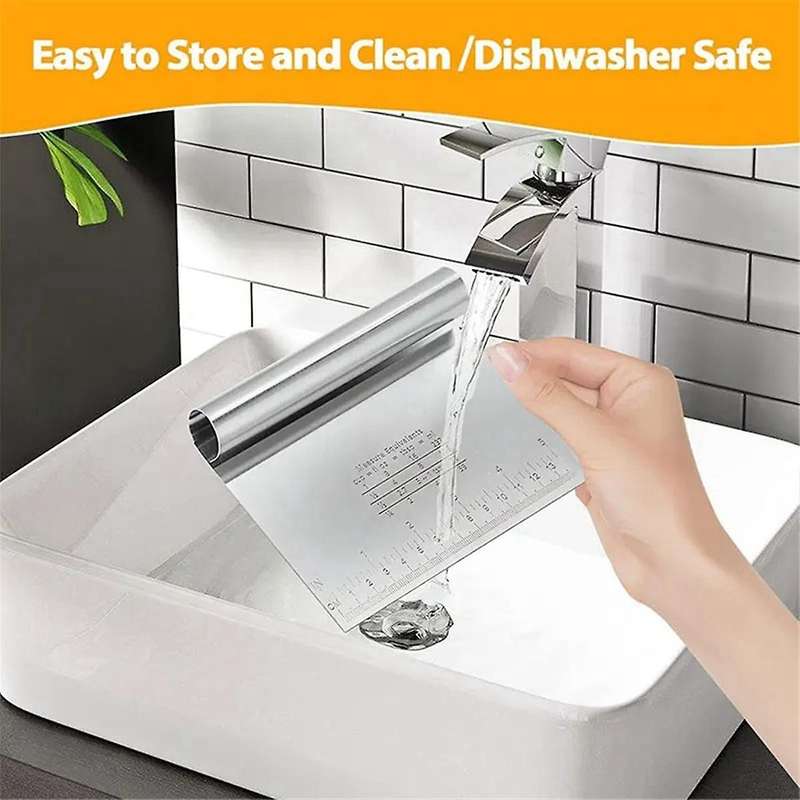 3PCS Dough Pastry Scraper Chopper Baking Cake Pizza Cutter with Measuring Scale Bread Separator Knif