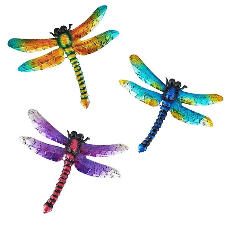 3Pcs Dragonfly Wall Hanging Metal Dragonfly Wall Decor Decoraciones Wall Art Decor Garden Wall Art A