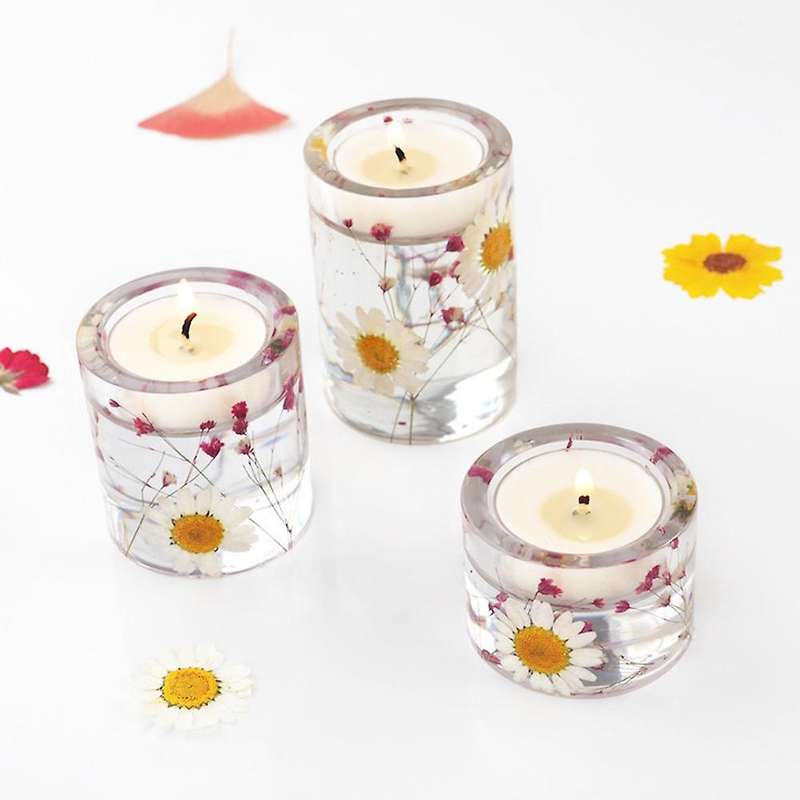 3Pcs DIY Crystal Epoxy Resin Mold Candle Holder Large Medium and Small Aromatherapy Candle Tray Mirr