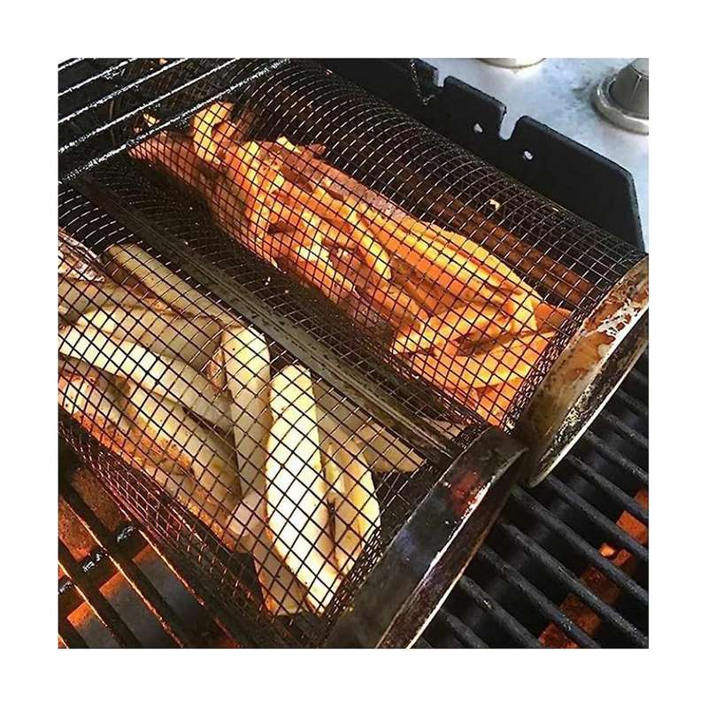 3pcs Cylindrical Barbecue Basket Stainless Steel Grill Outdoor Bbq Suppiles Non Stick Kitchen Acces