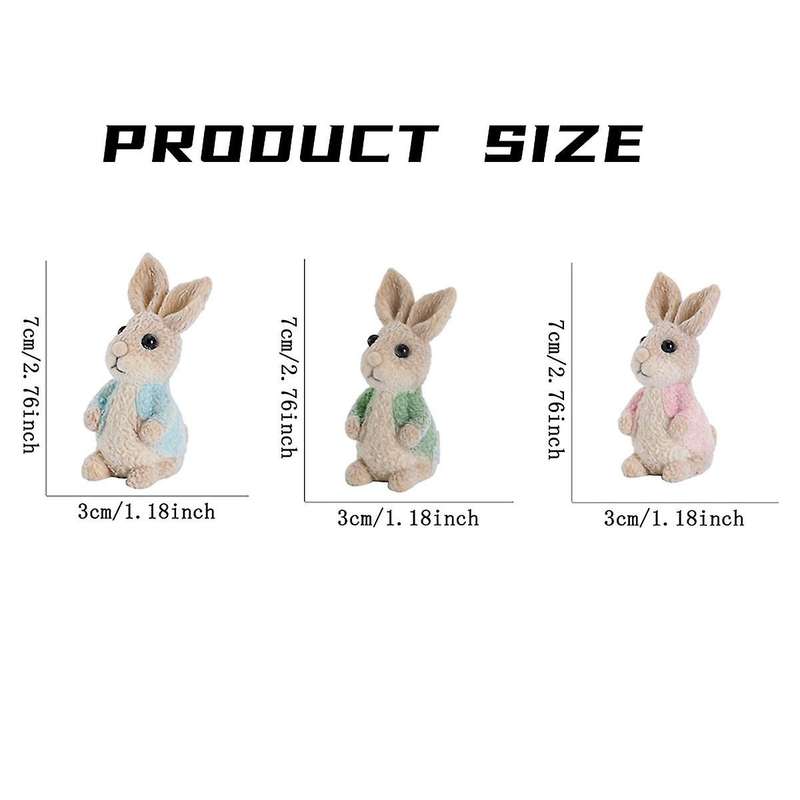 3Pcs Easter Day Bunny Decor Easter Spring Bunny Decor Handmade Figurines for Easter Decor Gift
