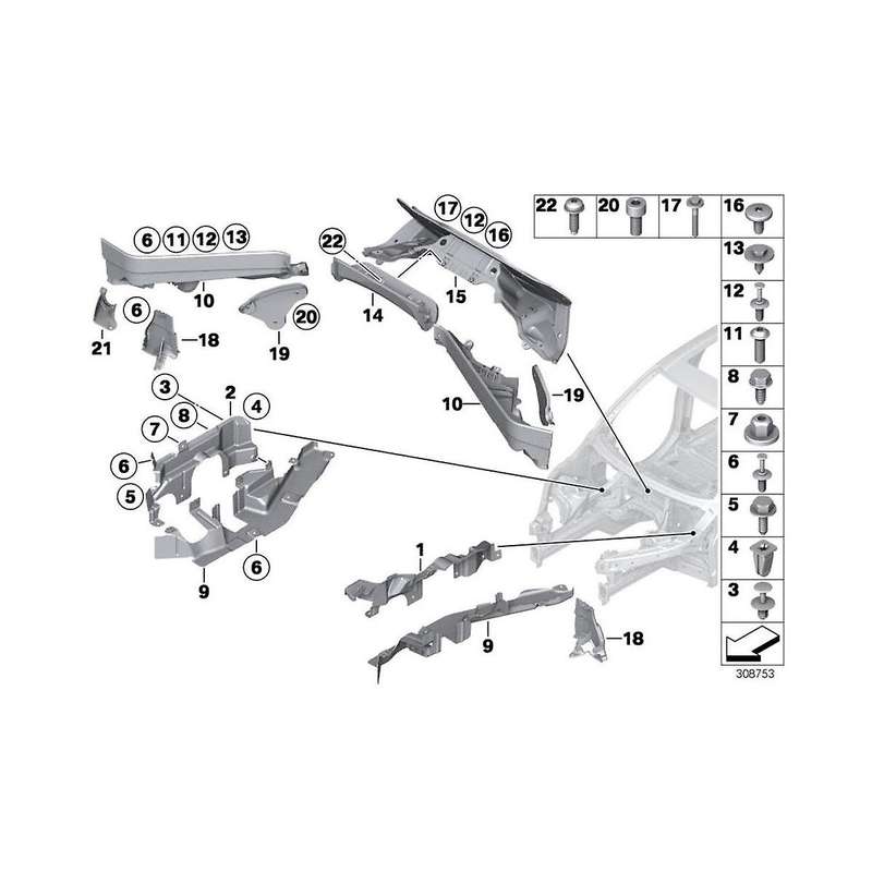 3pcs Engine Upper Compartment Partition Bulkhead Panel Kit for X5 E70 X6 E71 E72 51717169419 5171716