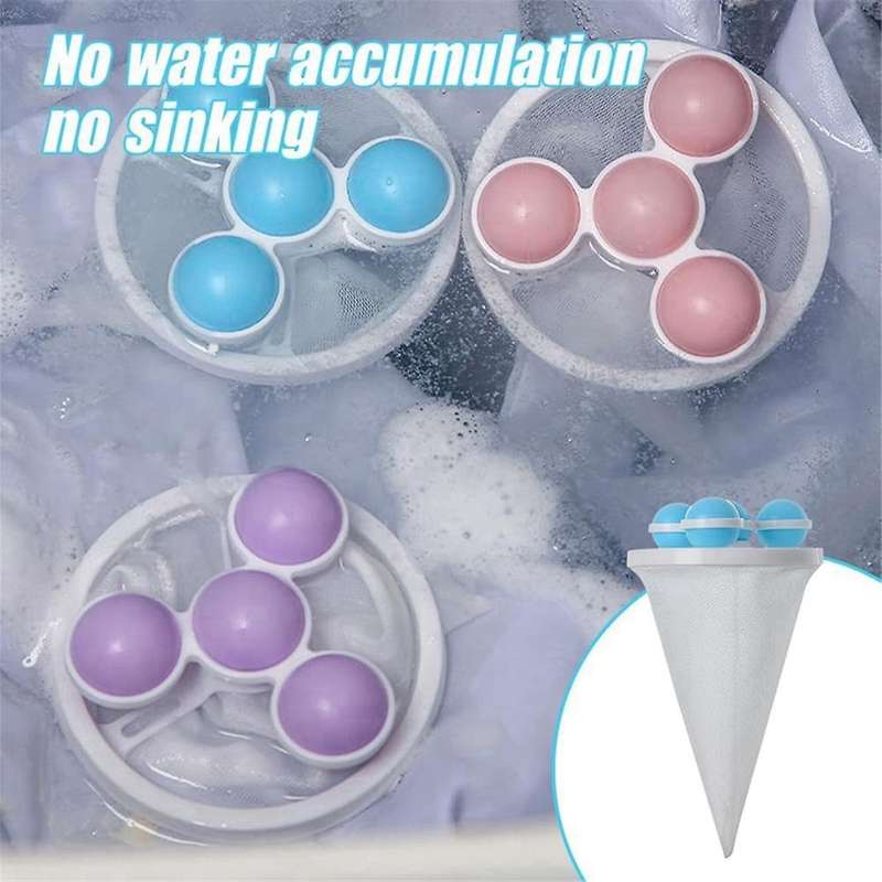 3Pcs Floating Hair Filtering Mesh Removal, Reusable Washing Machine Hair Filter Cleaning Mesh Bag P