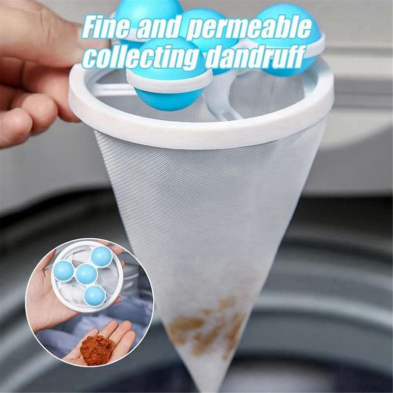 3Pcs Floating Hair Filtering Mesh Removal, Reusable Washing Machine Hair Filter Cleaning Mesh Bag P