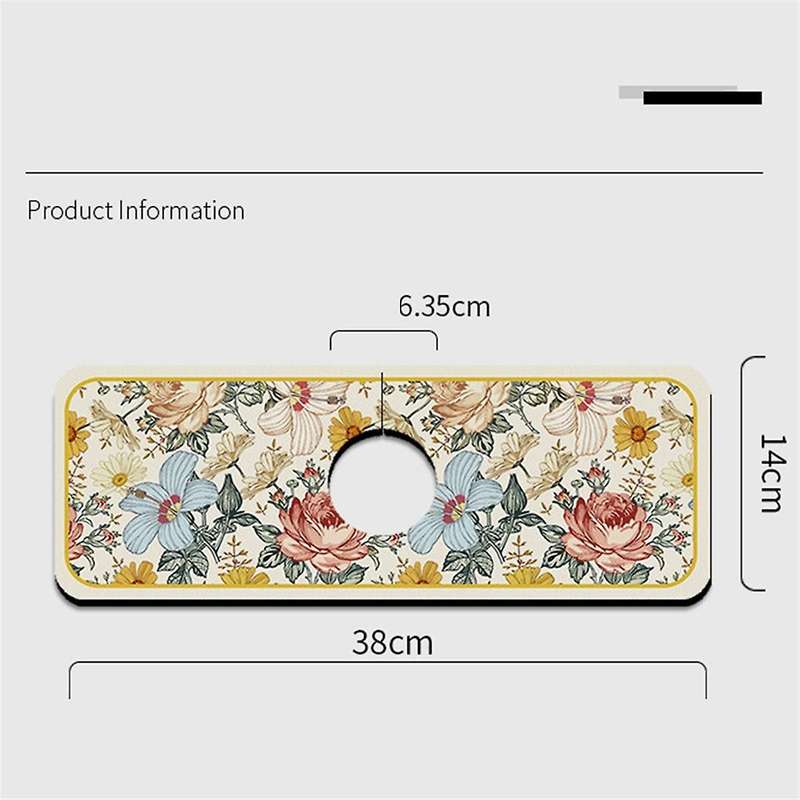 3PCS Fantasy Style Faucet Draining Mat Diatom Mud Faucet Non-Slip Drain Pad Sink Mat Self Absorbent