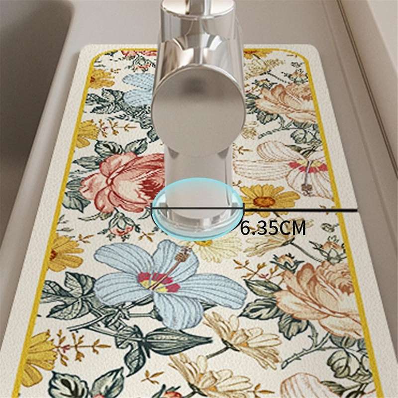 3PCS Fantasy Style Faucet Draining Mat Diatom Mud Faucet Non-Slip Drain Pad Sink Mat Self Absorbent