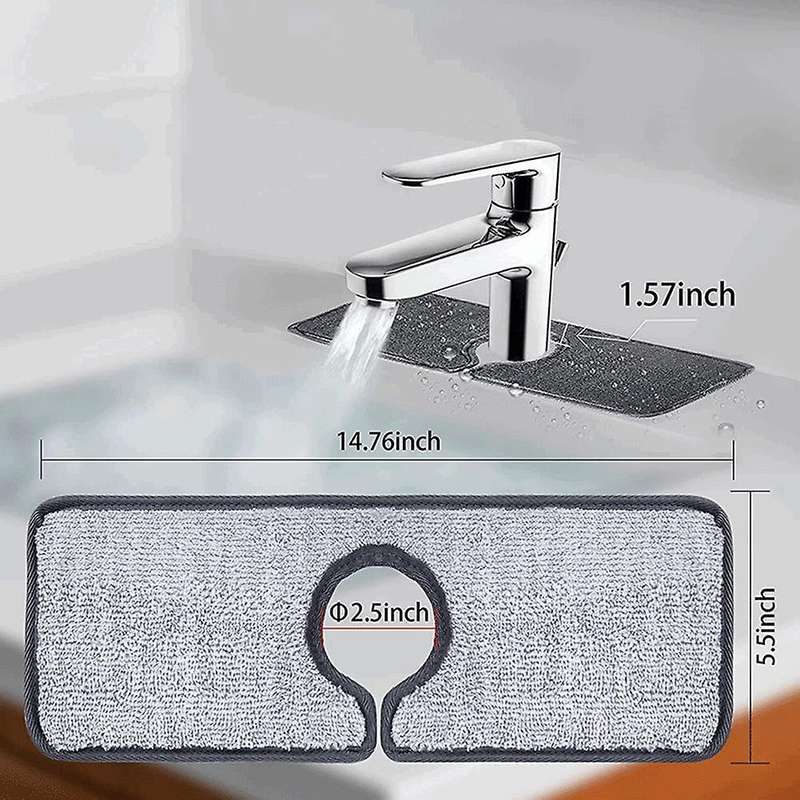 3PCS Faucet Absorbent Mat-Gray Faucet Absorbent Mat,Faucet Splash Catcher,Dish Cleaning Drying Pads