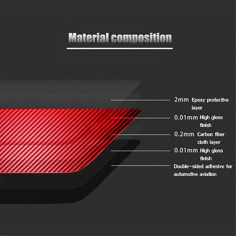 3pcs for 8th Gen 2006-2011 Red Carbon Fiber Cover Trim