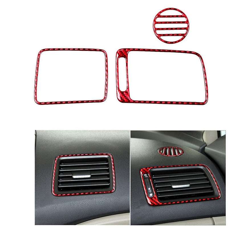 3pcs for 8th Gen 2006-2011 Red Carbon Fiber Cover Trim