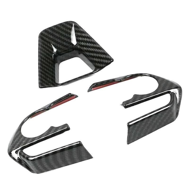 3PCS for 2019-2020 Carbon Fiber Style Hatchback Steering Wheel Switch Button Cover Trim