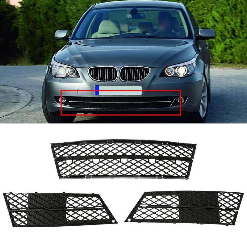 3Pcs Front Bumper Lower Grille Cover for - 5-Series E60 E61 528I 535I 550I 2008-2010