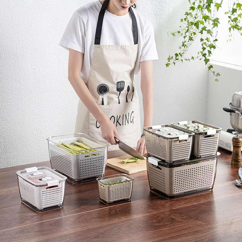 3Pcs Fridge Storage Box Container Fruits Box Vegetable Food Partitioned Food Storage Container with