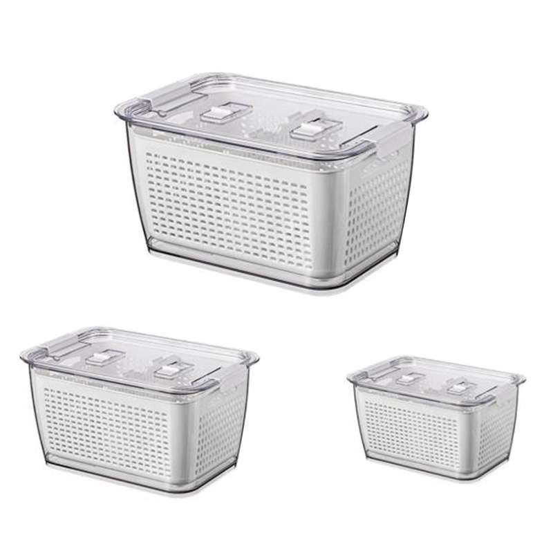 3Pcs Fridge Storage Box Container Fruits Box Vegetable Food Partitioned Food Storage Container with