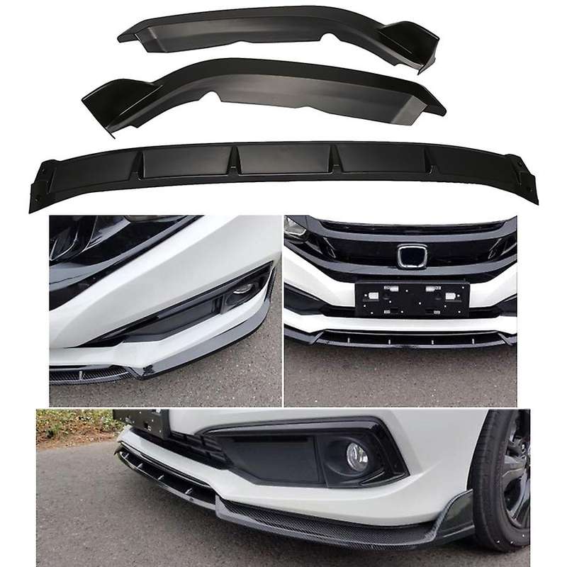3PCS Front Bumper Body Kit Front Splitter Spoiler Cover Trim for 2019-2020 Matte Black