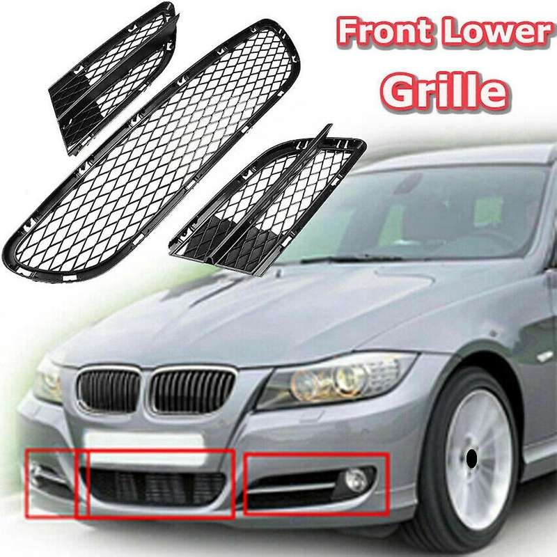 3PCS Front Lower Bumper Grille Mesh for 3 Series E90 E91 325I 328I 335I 2008-2012