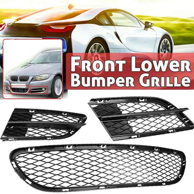 3PCS Front Lower Bumper Grille Mesh for 3 Series E90 E91 325I 328I 335I 2008-2012