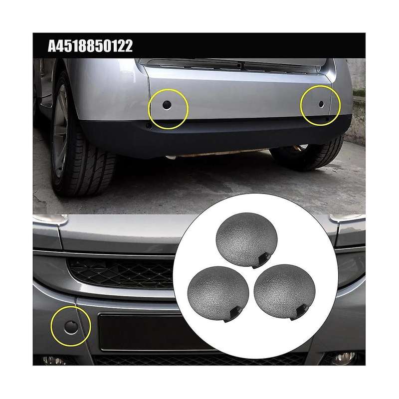 3pcs Front Rear Bumper Tow Hook Eye Cover A4518850122 for - Smart Fortwo W451 2007-2014 Trailer Cap