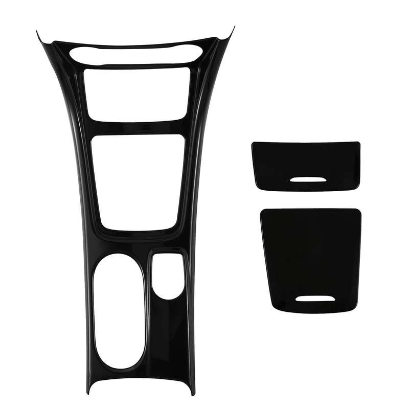 3Pcs Gloss Black Car Central Gear Shift Water Cup Holder Panel Cover Trim for CLA GLA A Class 2013-2