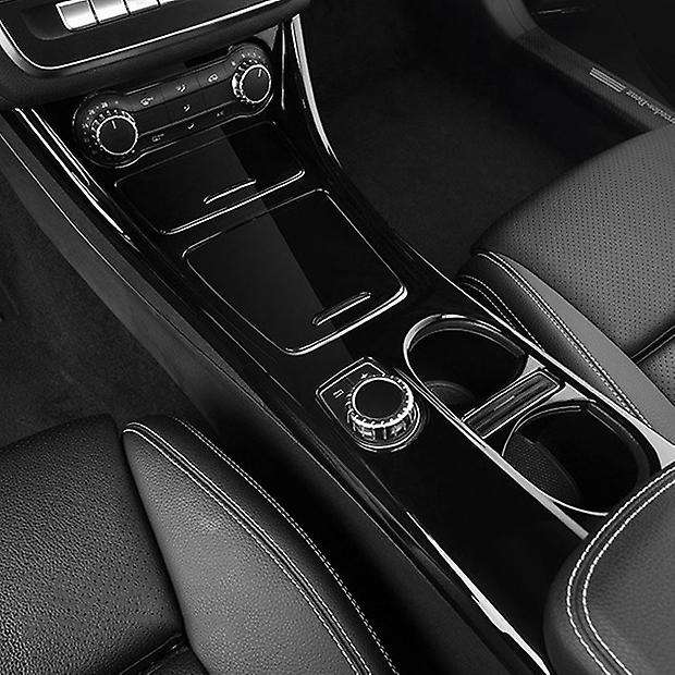 3Pcs Gloss Black Car Central Gear Shift Water Cup Holder Panel Cover Trim for CLA GLA A Class 2013-2