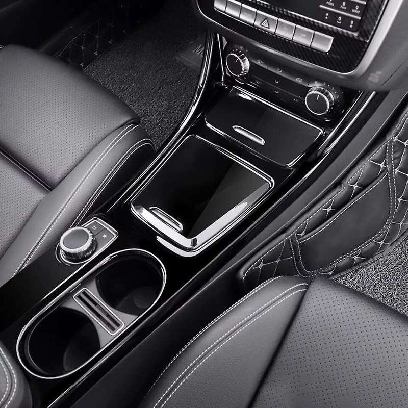 3Pcs Gloss Black Car Central Gear Shift Water Cup Holder Panel Cover Trim for CLA GLA A Class 2013-2