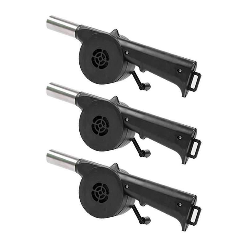 3pcs Hand BBQ Fan Outdoor BBQ Fan Air Blower for Barbecue Picnic Manual Crank Grill BBQ Fan Fire Bel