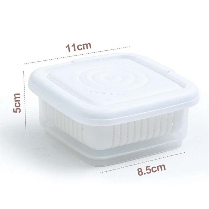 3pcs Green Onion Crisper Kitchen Refrigerator Plastic Drain Box Square Soap Dish Food Seal Box