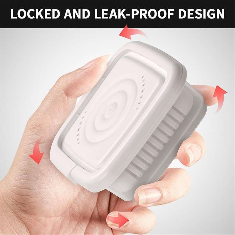 3pcs Green Onion Crisper Kitchen Refrigerator Plastic Drain Box Square Soap Dish Food Seal Box