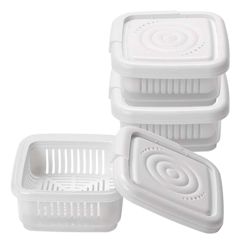 3pcs Green Onion Crisper Kitchen Refrigerator Plastic Drain Box Square Soap Dish Food Seal Box