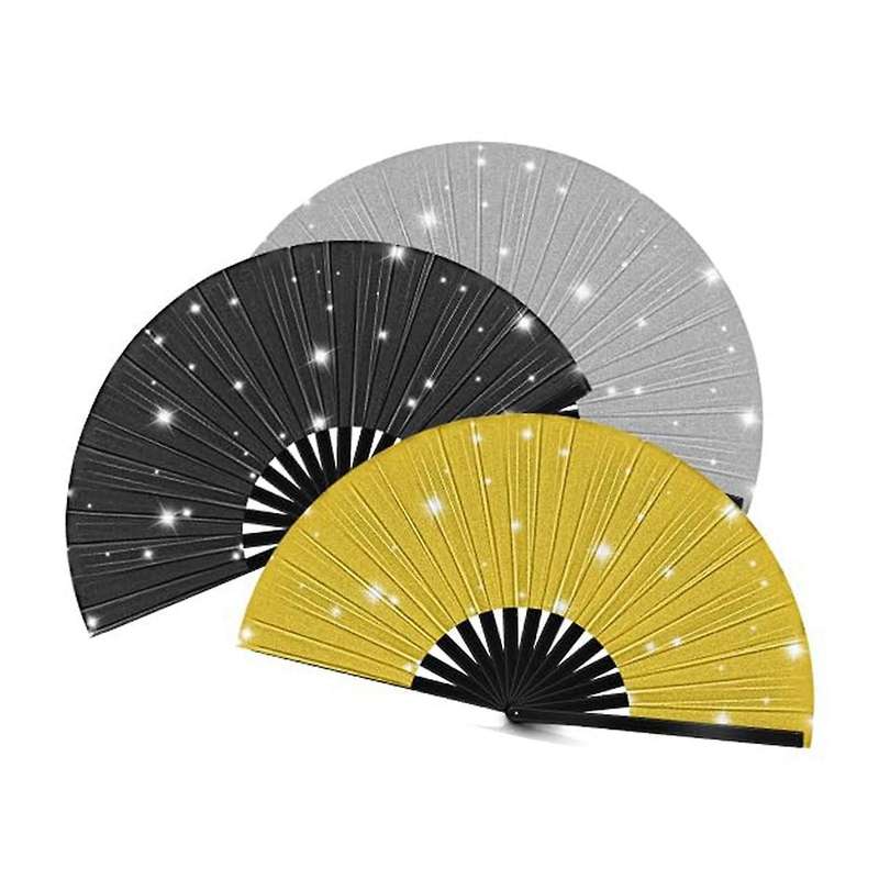 3pcs Hand Fan Glitter Hand Fan Decorative Folding Fans Handheld Festival Fan with Bag for Women Club