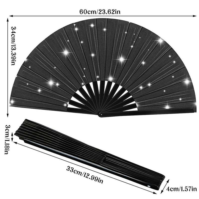 3pcs Hand Fan Glitter Hand Fan Decorative Folding Fans Handheld Festival Fan with Bag for Women Club
