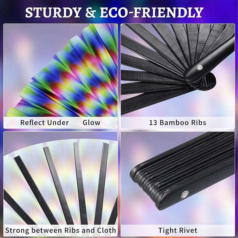 3pcs Hand Fan Glitter Hand Fan Decorative Folding Fans Handheld Festival Fan with Bag for Women Club