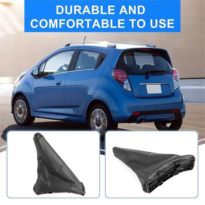 3pcs Handbrake Gaiter Cover Hand Brake Boot Black PU Leather for Spark 2011-2016