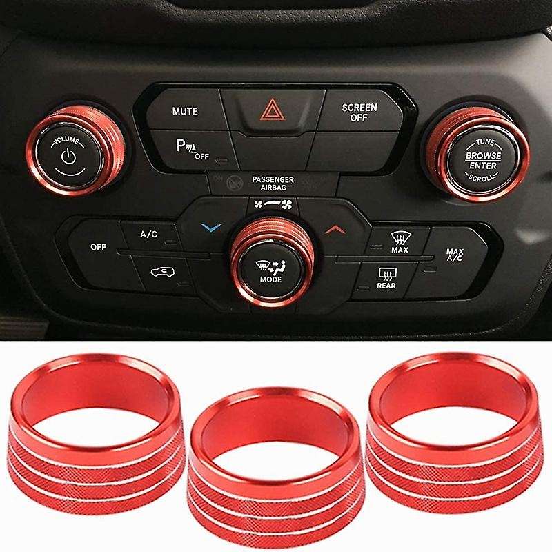 3Pcs Interior Accessories for 2018 2019 Air Conditioning Audio CD Adjustment Button Decoration Ring