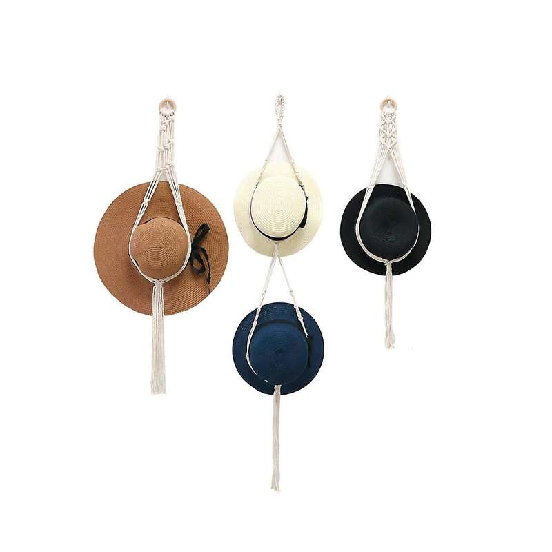 3pcs Lace Hat Hooks, Bohemian Style Handwoven Hat Rack, Adjustable for Wall Decor, Fits Wide Brimme