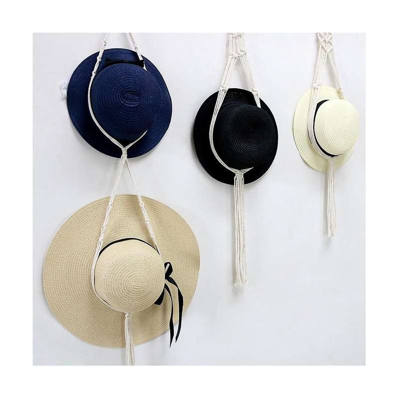 3pcs Lace Hat Hooks, Bohemian Style Handwoven Hat Rack, Adjustable for Wall Decor, Fits Wide Brimme
