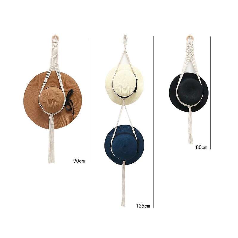 3pcs Lace Hat Hooks, Bohemian Style Handwoven Hat Rack, Adjustable for Wall Decor, Fits Wide Brimme