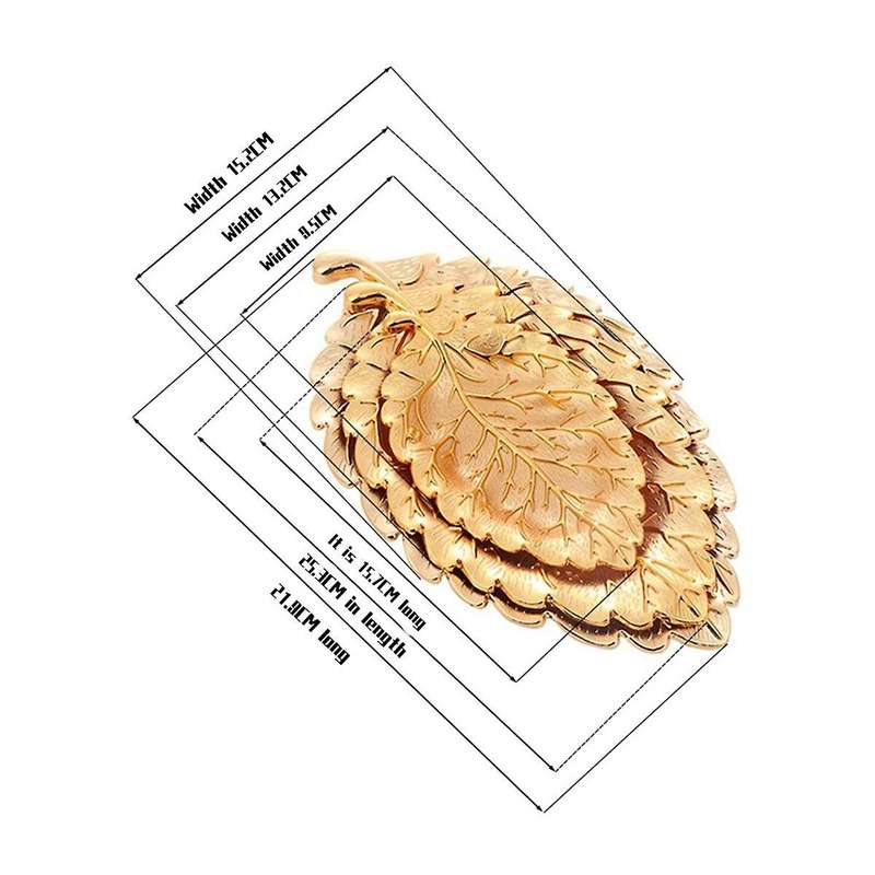 3pcs Leaf Texture Snack Plate Living Room Home Snack Tray Decorative Nut Plate Leaf Texture Alloy Cr