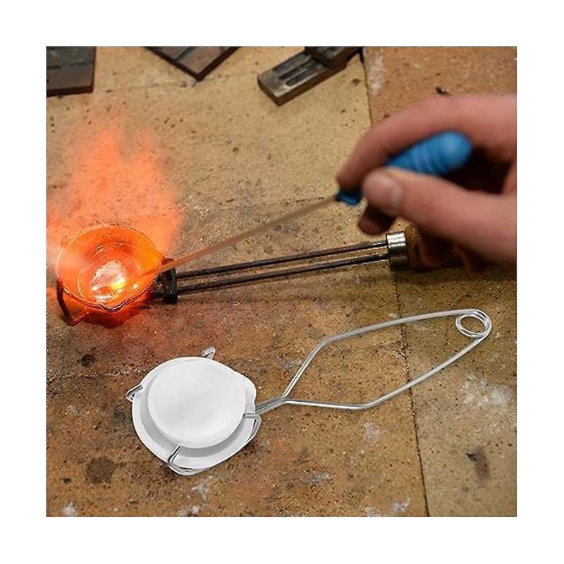 3pcs Melting Ceramic Crucible Dish Cups Sets Crucible Tong Melting Gold Silver Whip Tongs Jewelry Me