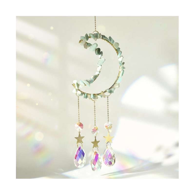 3pcs Natural Stone Collection Pendant Sun Catcher Hangable Wind Chime Garden Decoration Mother Gift