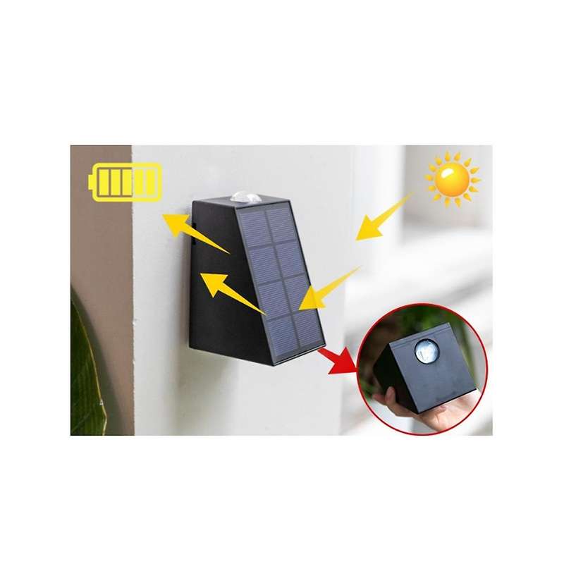 3pcs Outdoor Solar Wall Light Garden Villa Courtyard Porch Landscape Decorative Lamp Up Down Lumino