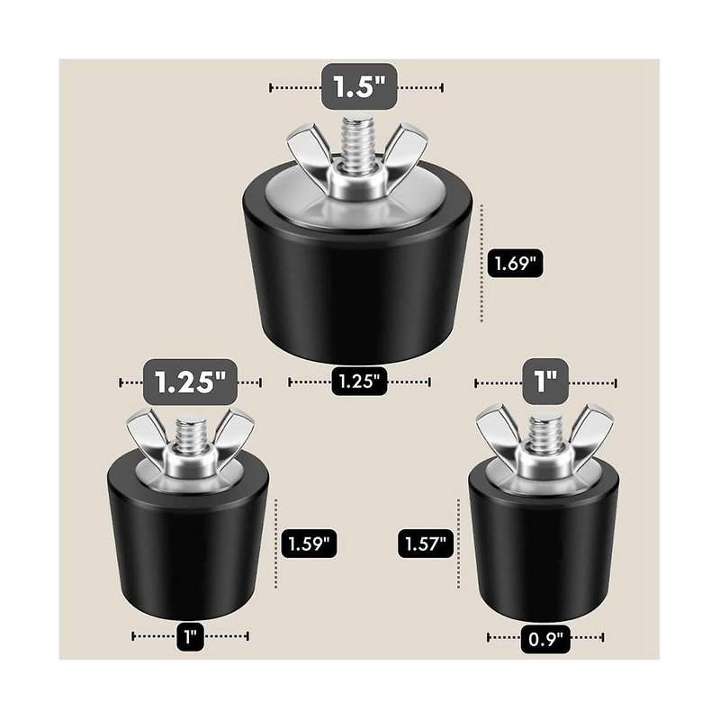 3pcs Pool Winterizing Plugs, 3 Sizes, 1inch, 1.25inch & 1.5inch, Swimming Pool Winter Expansion Plu