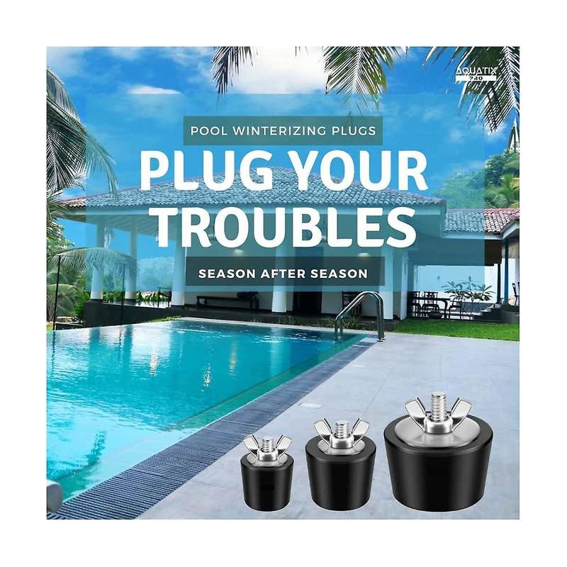 3pcs Pool Winterizing Plugs, 3 Sizes, 1inch, 1.25inch & 1.5inch, Swimming Pool Winter Expansion Plu