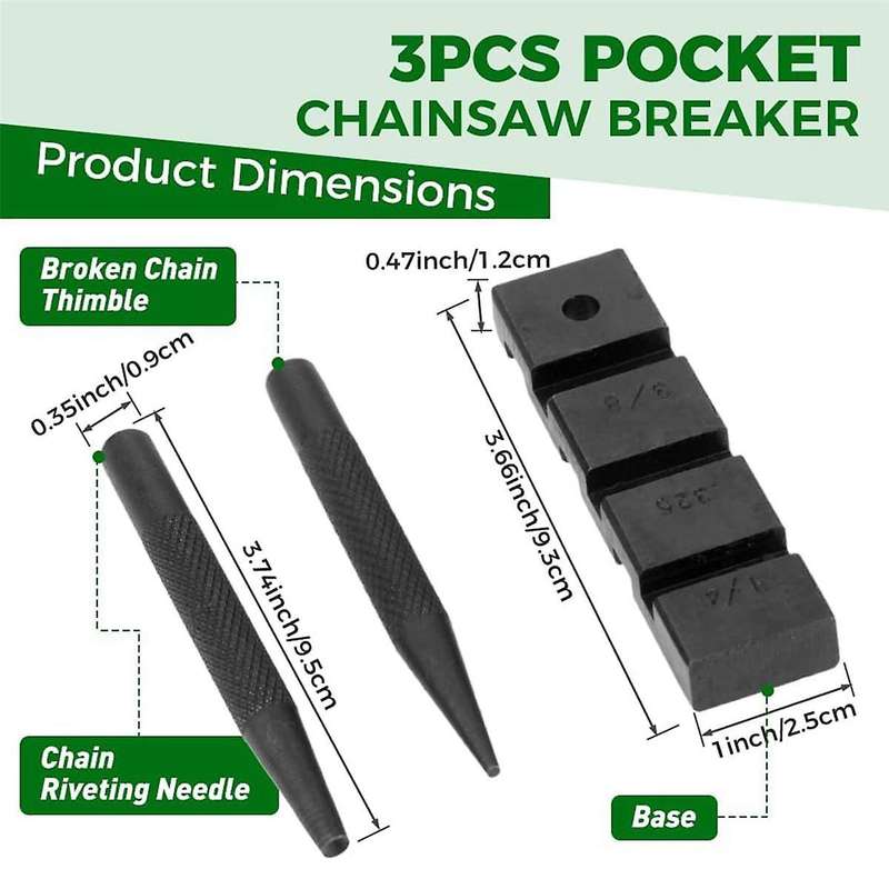 3PCS Pocket Chainsaw Breaker Chain Saw Repairing Mending Tool Set with 10 Sets 0.325in Chainsaw Chai