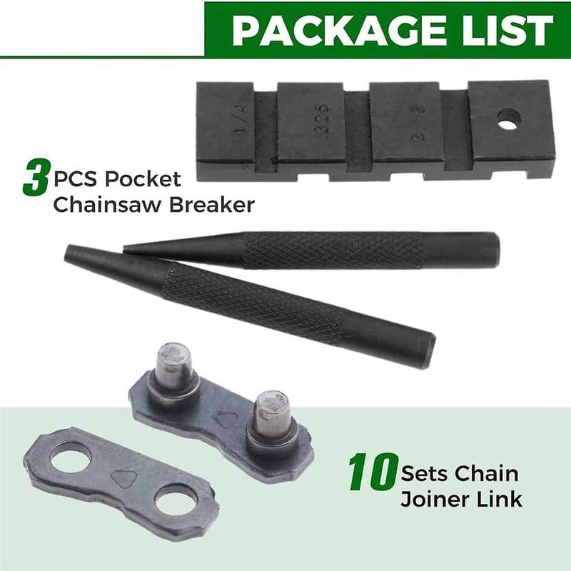 3PCS Pocket Chainsaw Breaker Chain Saw Repairing Mending Tool Set with 10 Sets 0.325in Chainsaw Chai