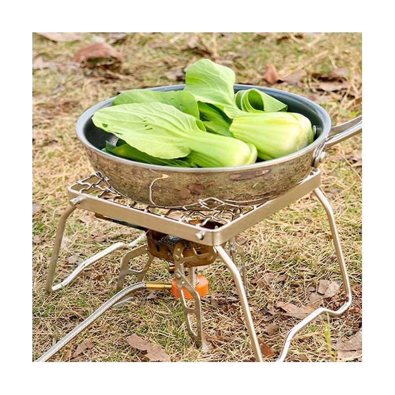 3pcs Outdoor Stainless Steel Stove Head Bracket Portable Folding Barbecue Rack Set Pot Rack Grid Gr